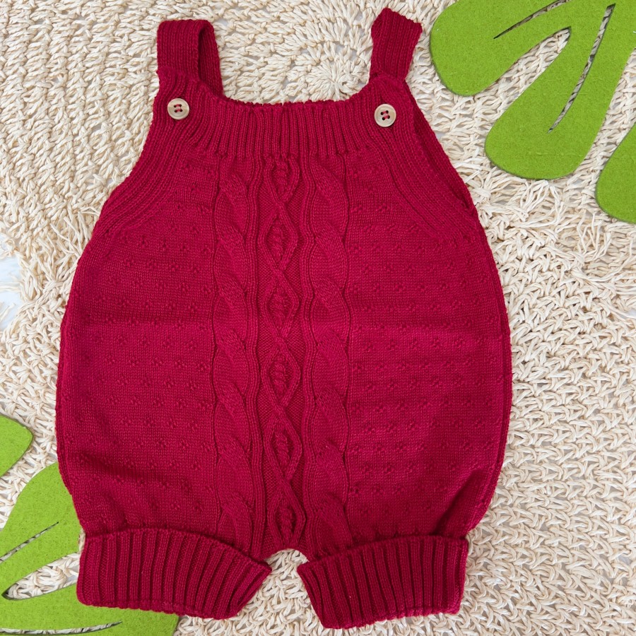     Jardineira Curta de Linha Losango - Vermelho